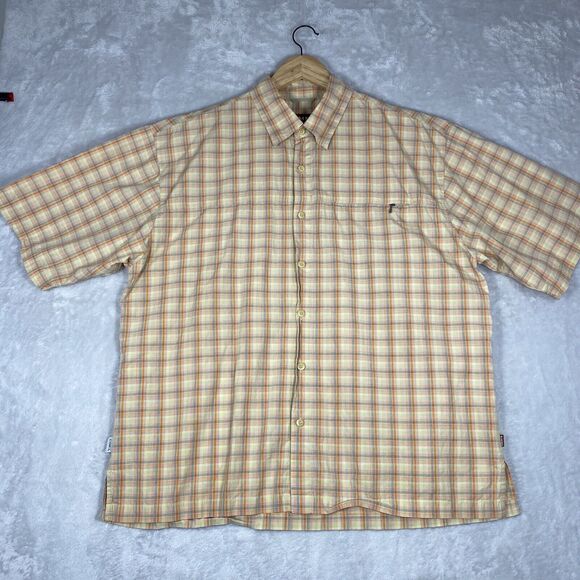 Simms Shirt Mens XLarge Orange Plaid Cor3 Short Sleeve Fishing - Picture 2 of 11